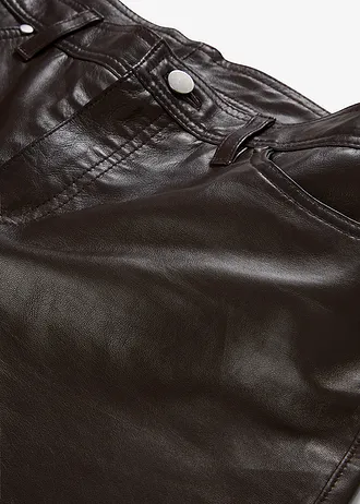 Pantalon en cuir d’agneau nappa • marron foncé • Boutique bonprix