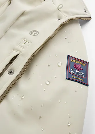 Nepromokavá strečová dlouhá softshellová bunda • béžová • bonprix obchod