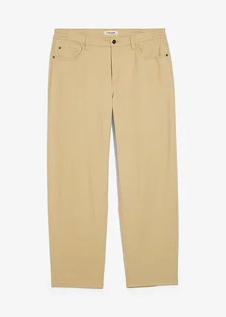 Relaxed fit twillbroek met comfortband, straight, Kleur: groenbeige