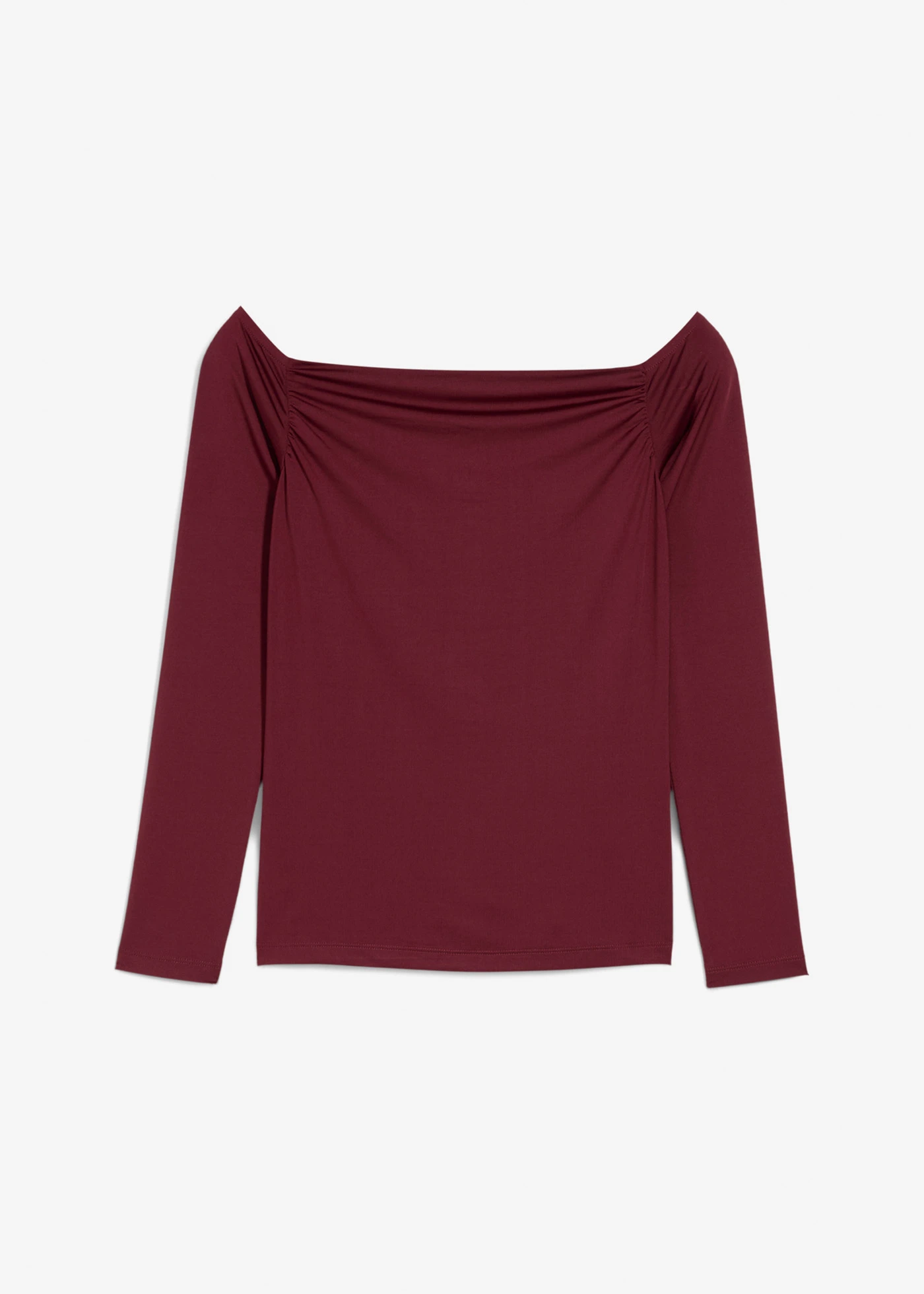 T-shirt col Bardot en jersey léger • bordeaux • Boutique bonprix