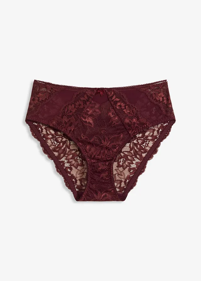 Maxikalhotky s jemnou krajkou • vínová • bonprix obchod