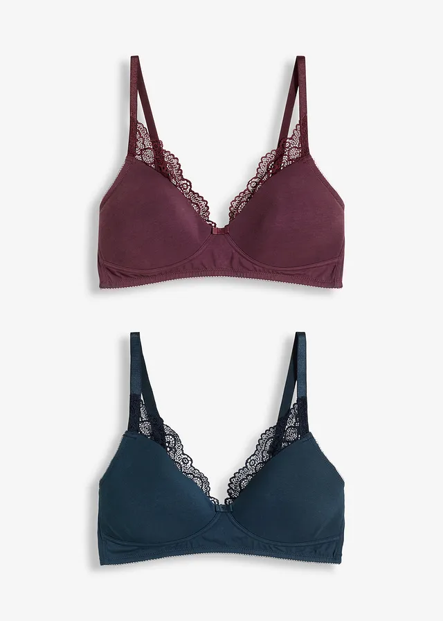 Sutien vătuit, fără armătură cu bumbac organic (set/2 buc.)