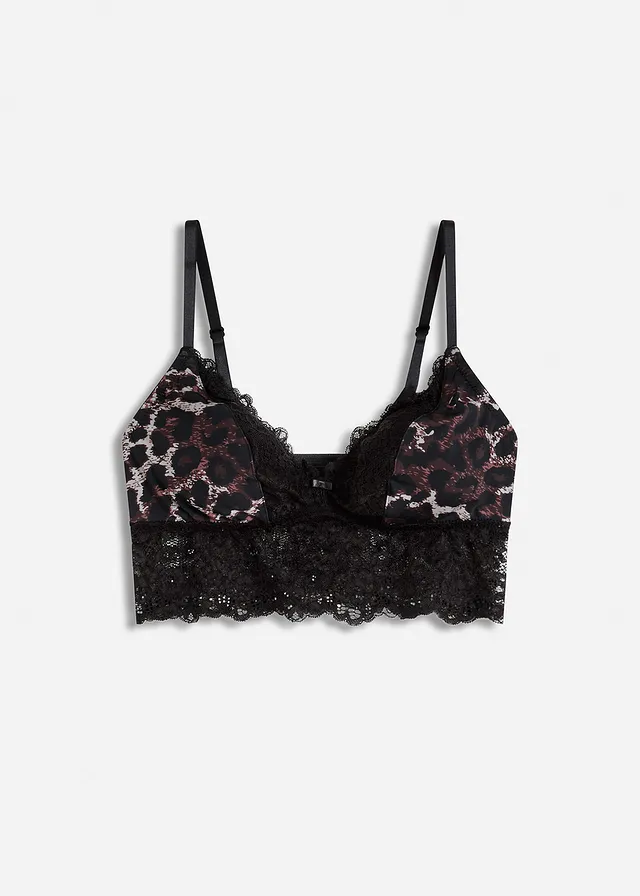 Triangel bralette met kant, Kleur: luipaardprint