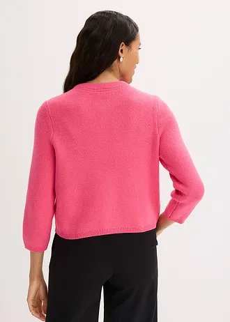 Pletený kabátek z bavlny • pink • bonprix obchod