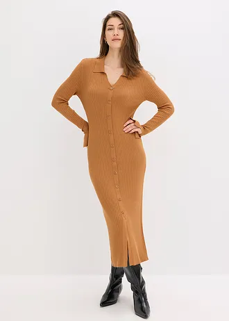 Pletené šaty z měkké viskózové směsi • oříšková • bonprix obchod