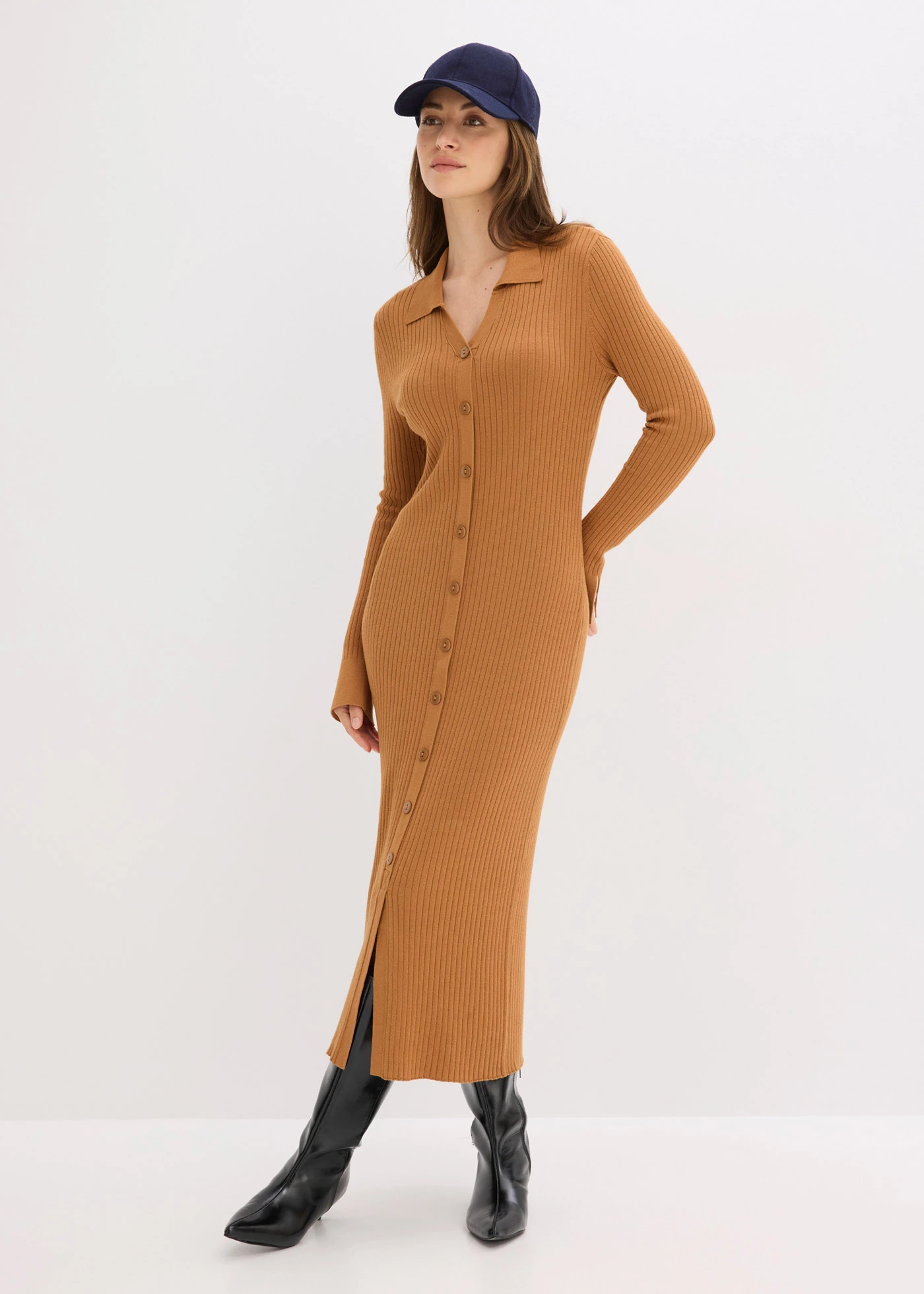 Pletené šaty z měkké viskózové směsi • oříšková • bonprix obchod