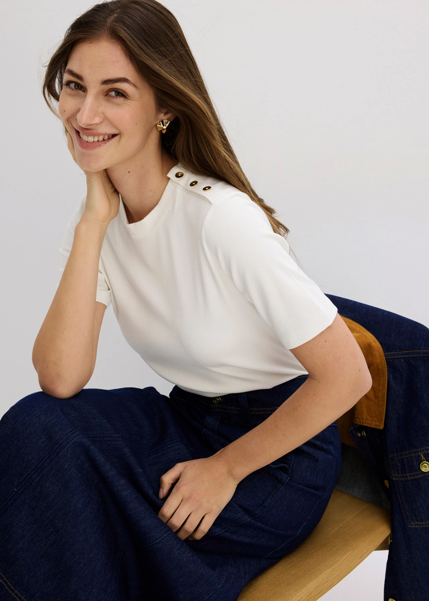 Žebrované triko z měkké viskózové směsi • přírodní bílá • bonprix obchod