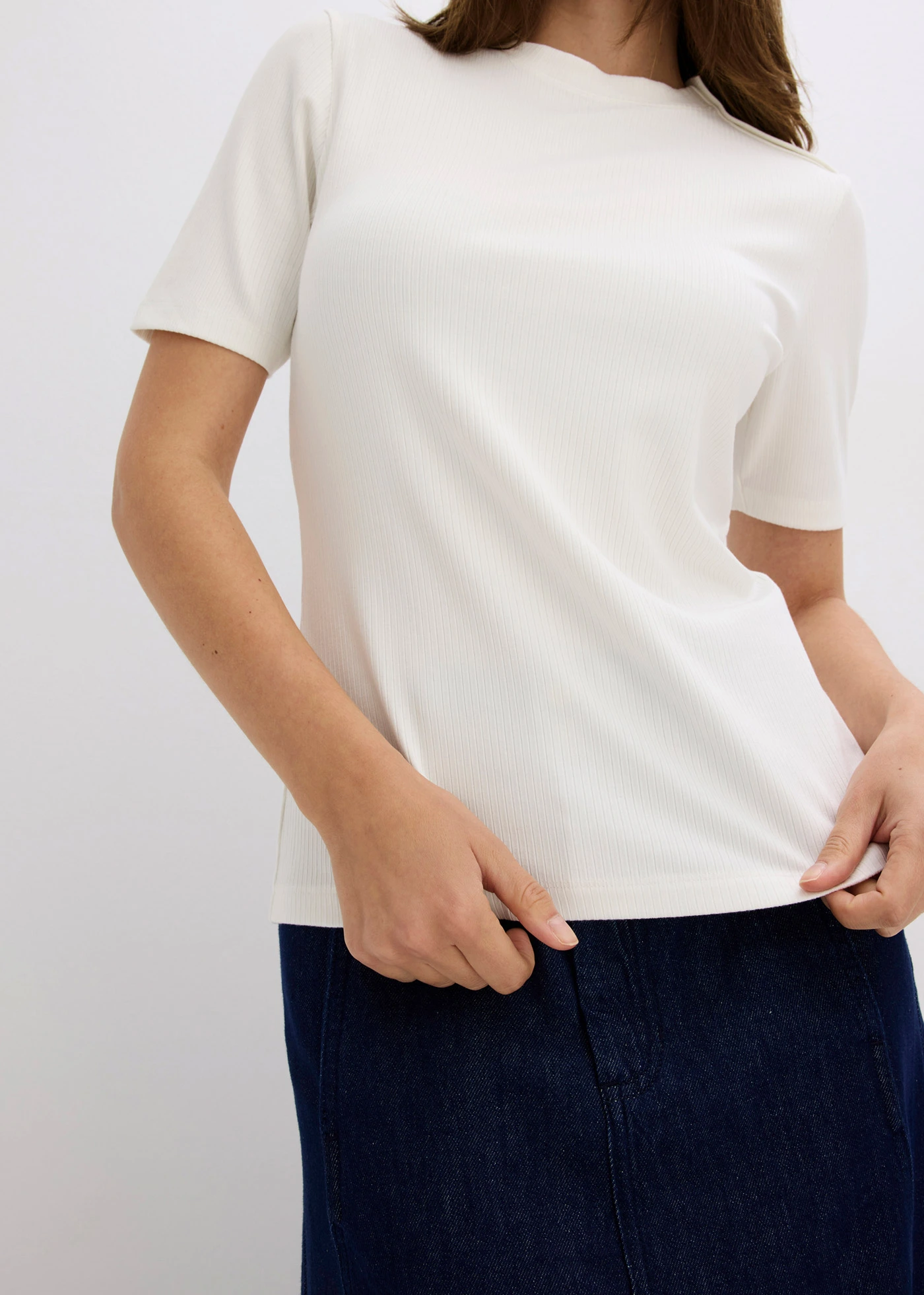 Žebrované triko z měkké viskózové směsi • přírodní bílá • bonprix obchod