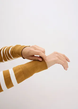 Kardigan z jemné pleteniny s proužky • oříškovo-přírodní bílá s proužky • bonprix obchod