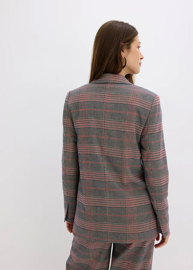 Blazer oversize, Couleur: marron/beige carreaux