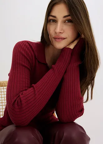 Svetr z jemné pleteniny z měkké viskózové směsi • švestkově červená • bonprix obchod