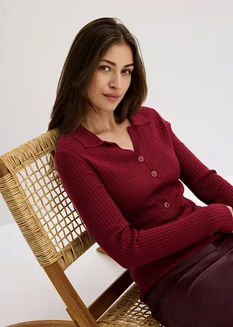 Svetr z jemné pleteniny z měkké viskózové směsi • švestkově červená • bonprix obchod