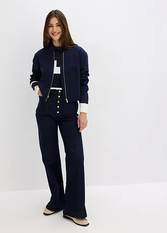 Blugi evazați High Waist • albastru profund denim neprespălat • magazin bonprix