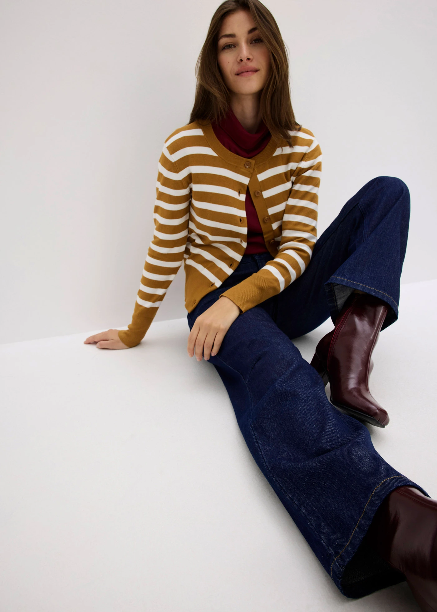 Straight farmer, Mid Waist • mélykék denim, mosatlan • bonprix áruház