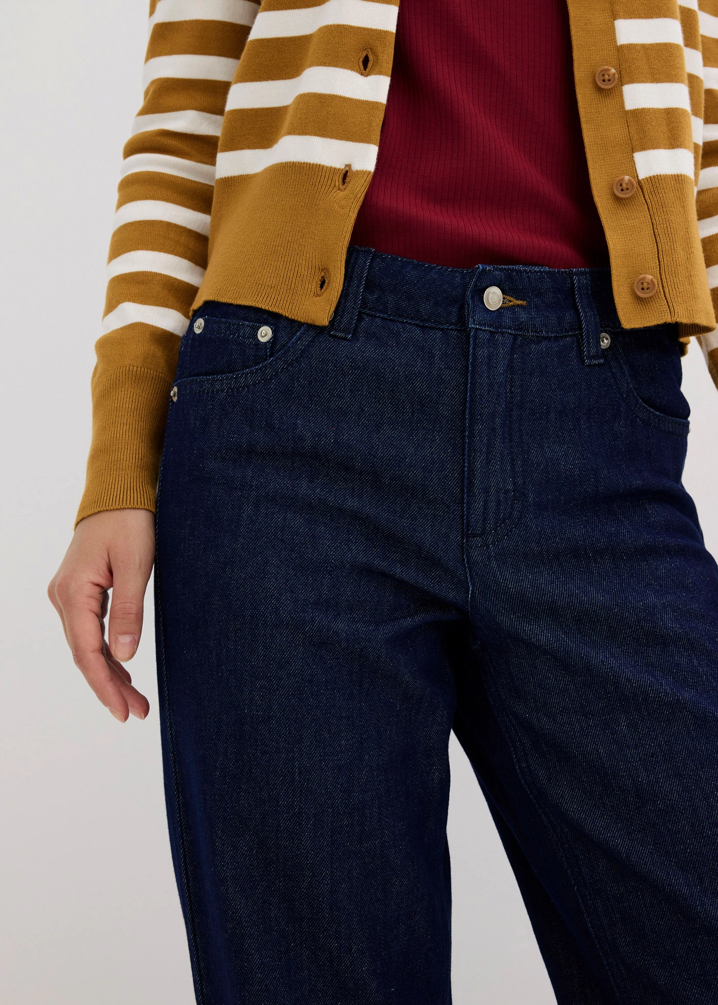 Straight farmer, Mid Waist • mélykék denim, mosatlan • bonprix áruház