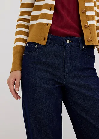 Straight farmer, Mid Waist • mélykék denim, mosatlan • bonprix áruház