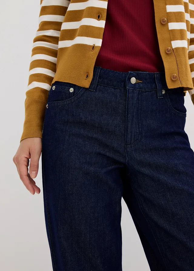 Straight jeans mid waist • diepblauw denim ongewassen • product-page.page-title-suffix