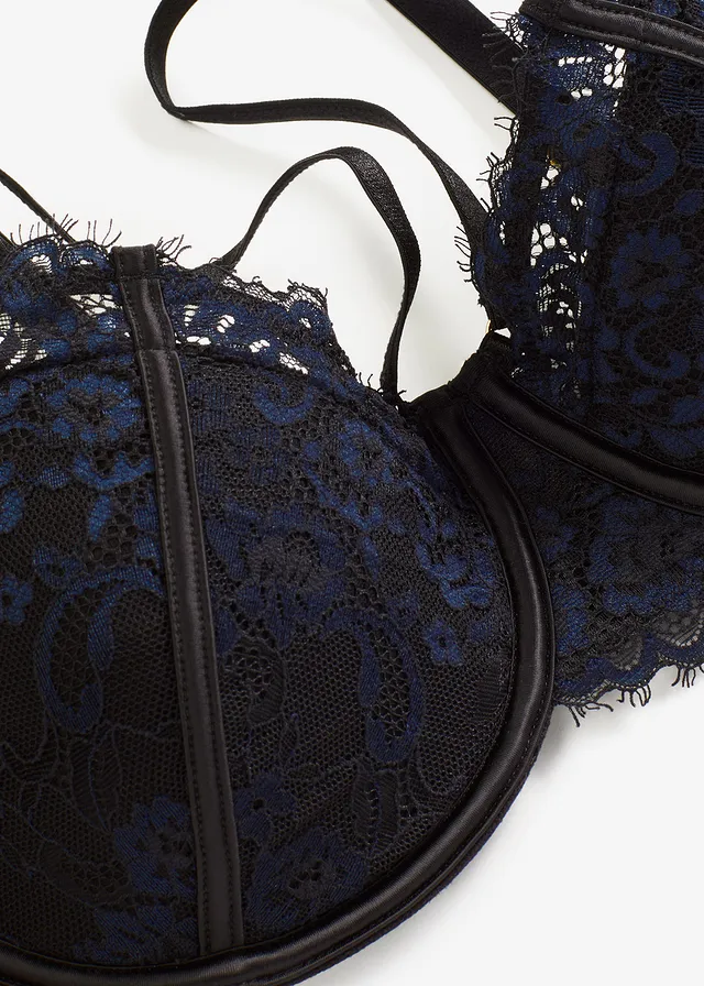 Soutien-gorge à coques avec dentelle à franges • noir/bleu foncé • product-page.page-title-suffix