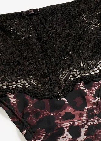 Bokové kalhotky tanga z jemné krajky • s leopardím potiskem • bonprix obchod