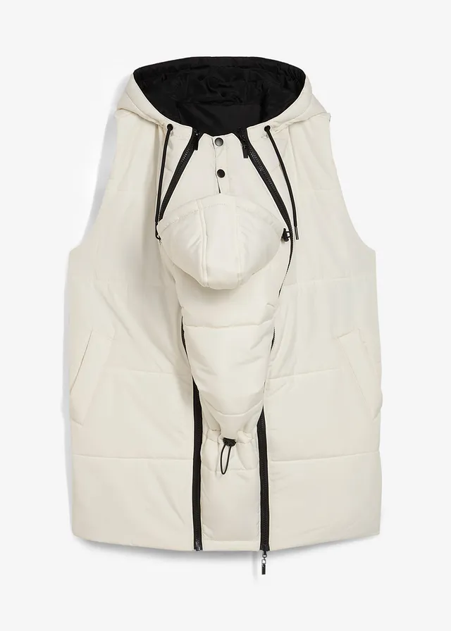 Vestă 4 în 1 de gravide, căptușită, cu inserție portbebe și 2 fețe