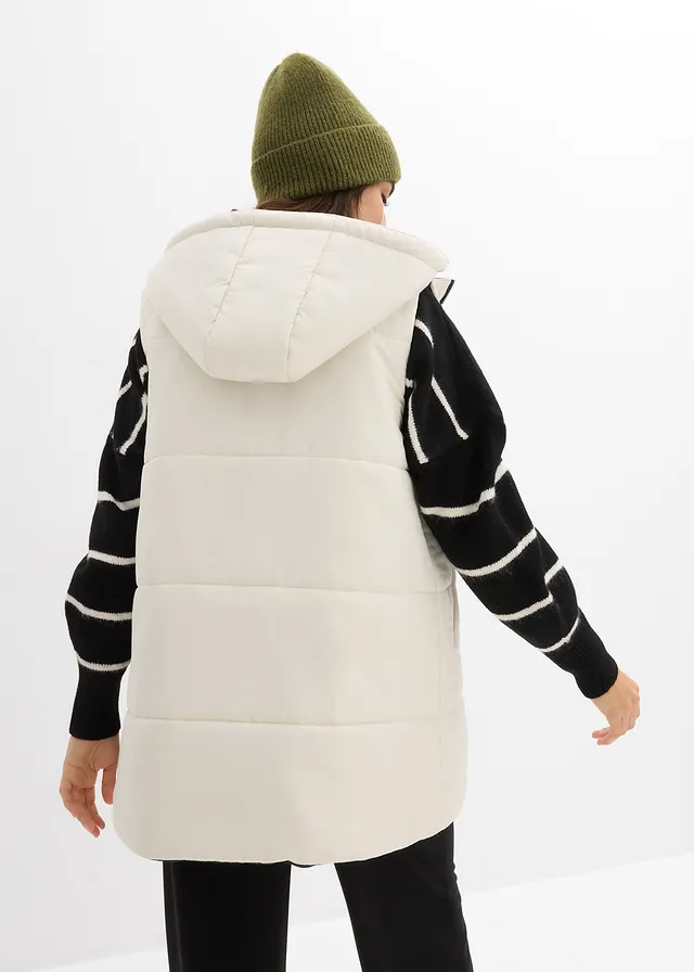 Gilet sans manches 4en1 doublé pour la grossesse, réversible, avec empiècement de portage • beige/noir • product-page.page-title-suffix