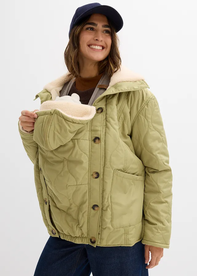 Légère veste de grossesse et de portage 3-en-1 avec doublure sherpa • kaki olive • product-page.page-title-suffix