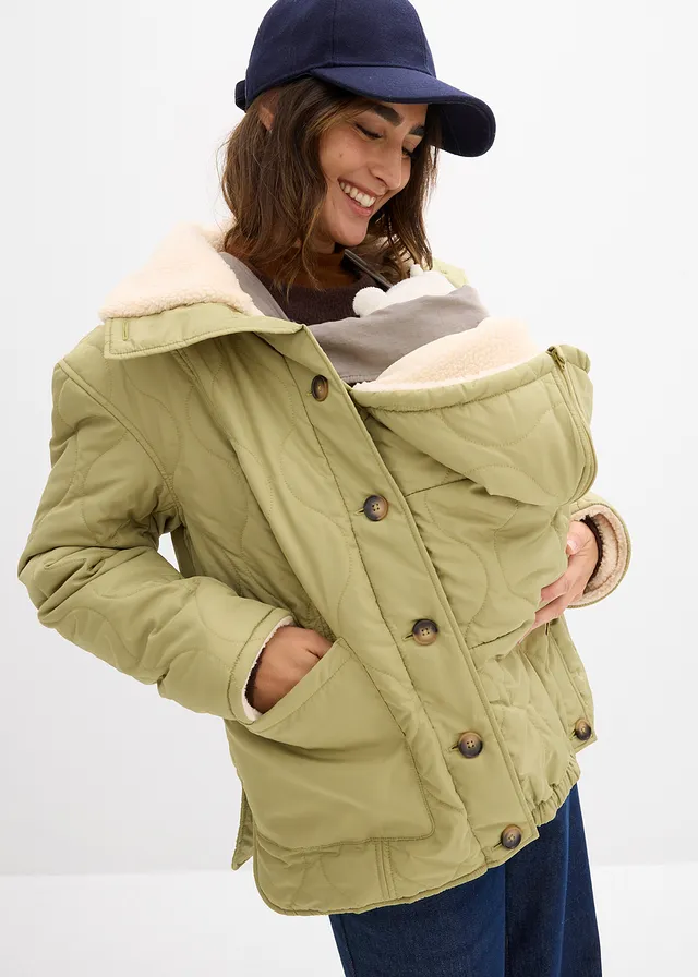 Légère veste de grossesse et de portage 3-en-1 avec doublure sherpa • kaki olive • product-page.page-title-suffix