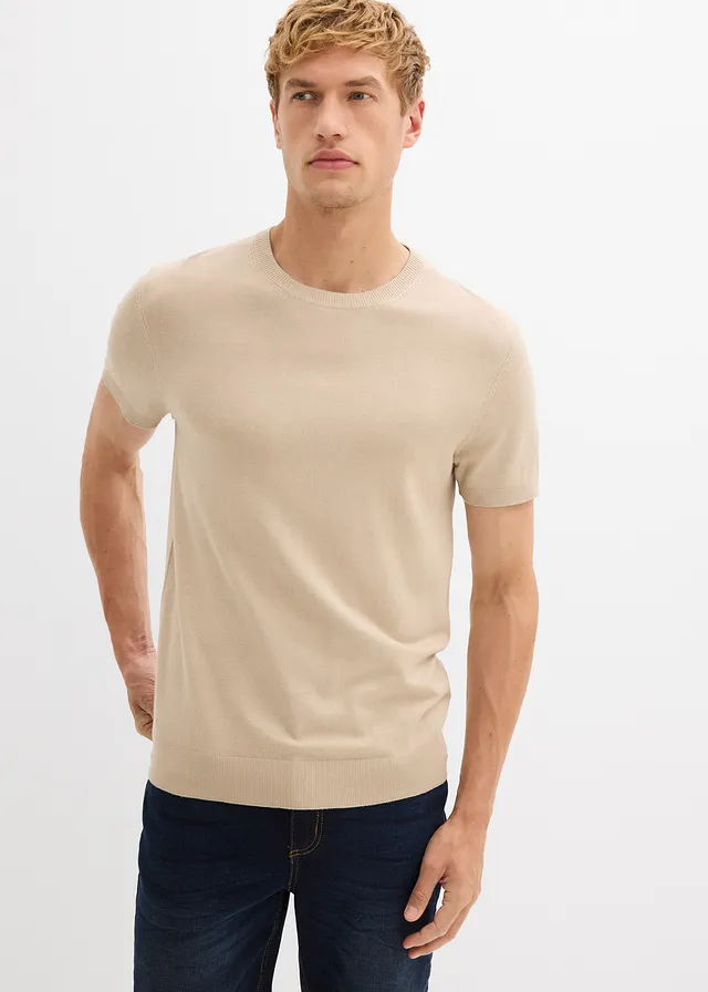 T-shirt en maille, Couleur: sable