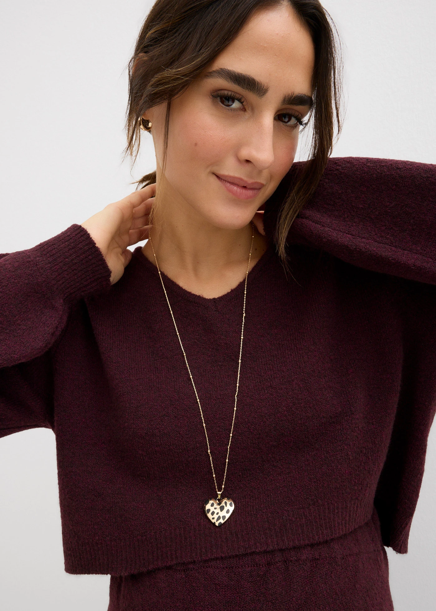 Ensemble 2 pièces en maille ultra douce avec un pull et une jupe • bordeaux • Boutique bonprix