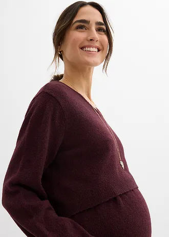 Ensemble 2 pièces en maille ultra douce avec un pull et une jupe • bordeaux • Boutique bonprix