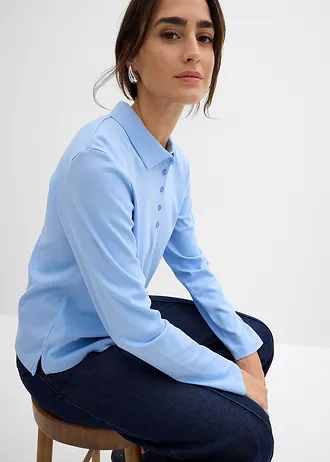 Triko polo z těžké organické bavlny • perlově modrá • bonprix obchod