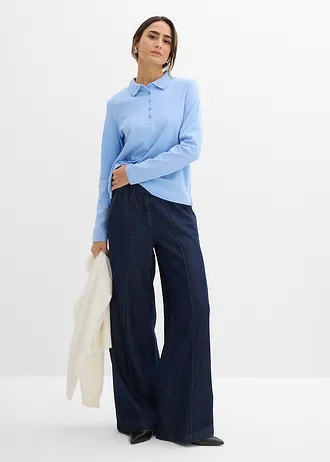 Poloshirt van zwaar biologisch katoen, Kleur: parelblauw