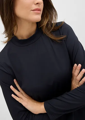 Tričko s dlouhým rukávem a stojáčkem, s recyklovaným polyamidem • černá • bonprix obchod