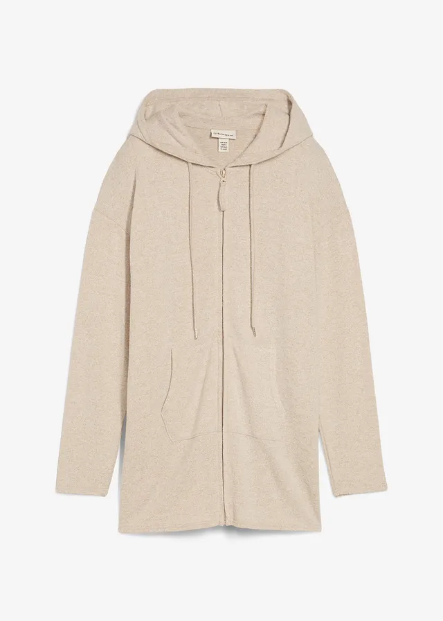 Fijngebreid vest van viscose, Kleur: lichtsand gemêleerd