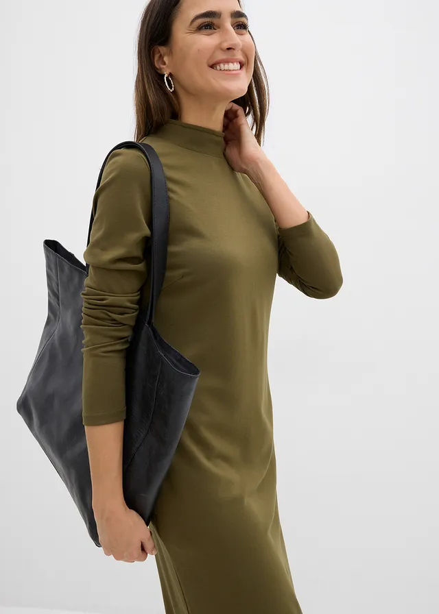Robe en jersey milano à col montant • olive • product-page.page-title-suffix