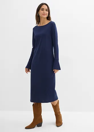 Úpletové šaty z čisté bavlny • tmavě modrá • bonprix obchod