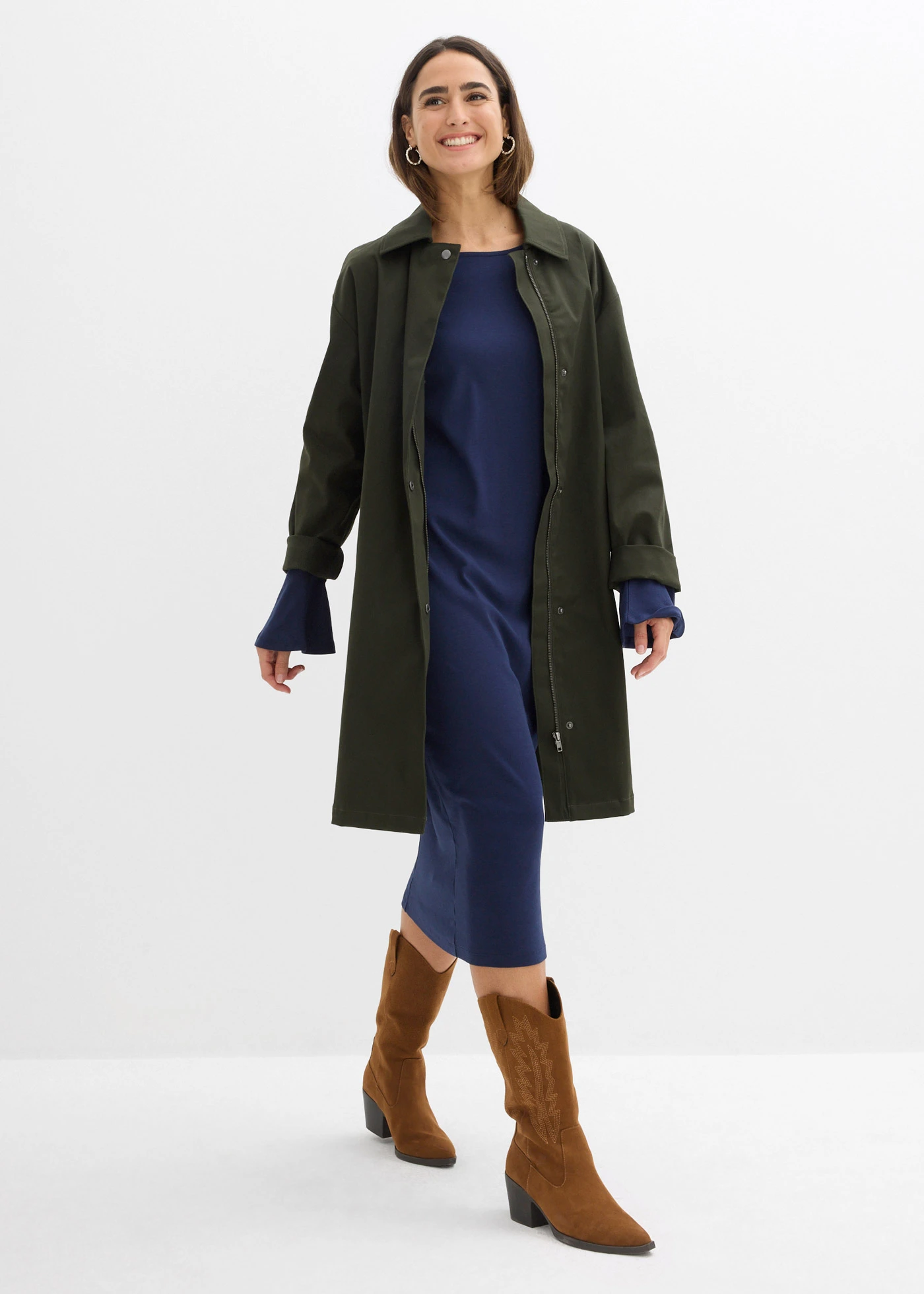 Úpletové šaty z čisté bavlny • tmavě modrá • bonprix obchod