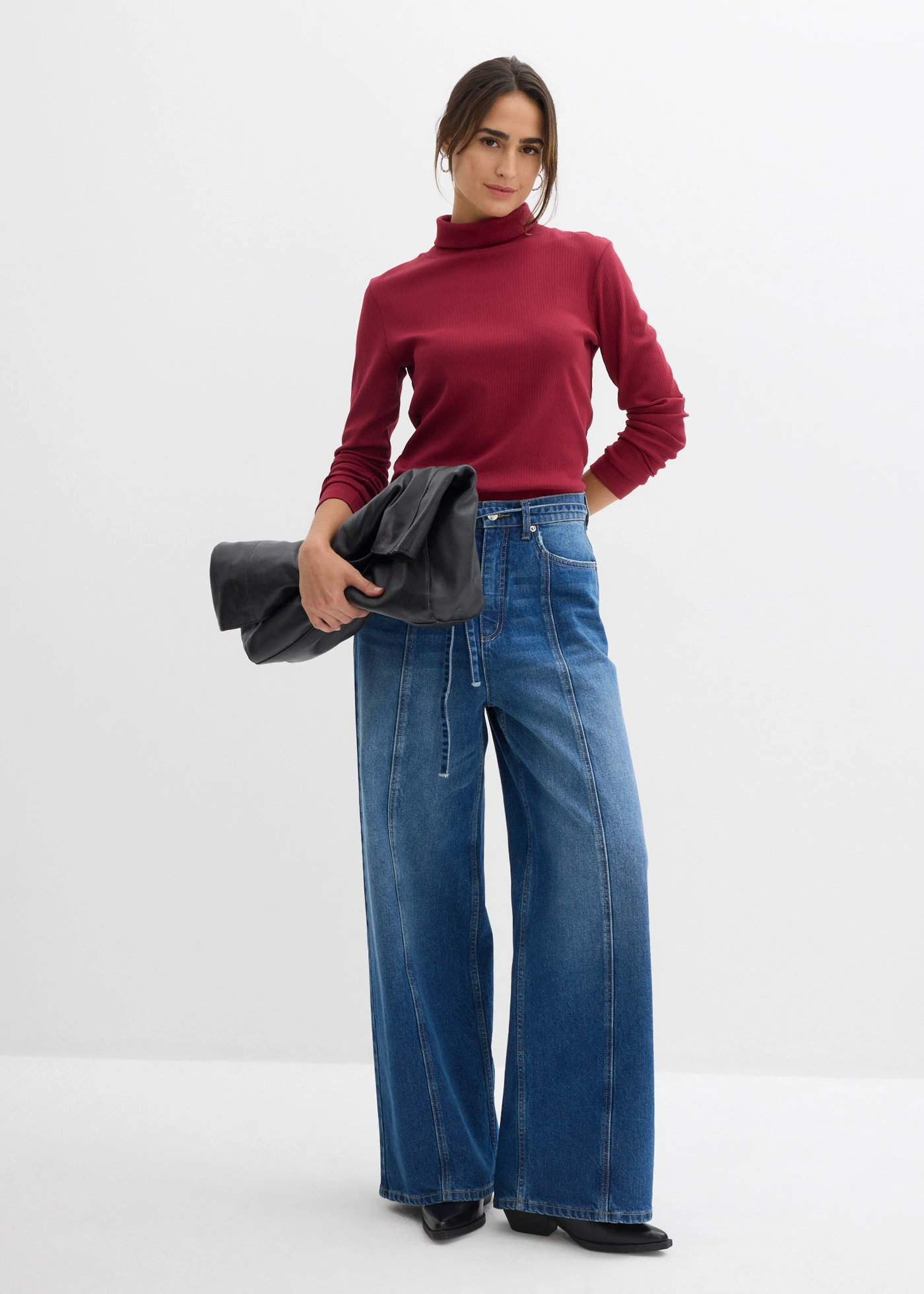 Triko s rolákem, z čisté bavlny • švestkově červená • bonprix obchod