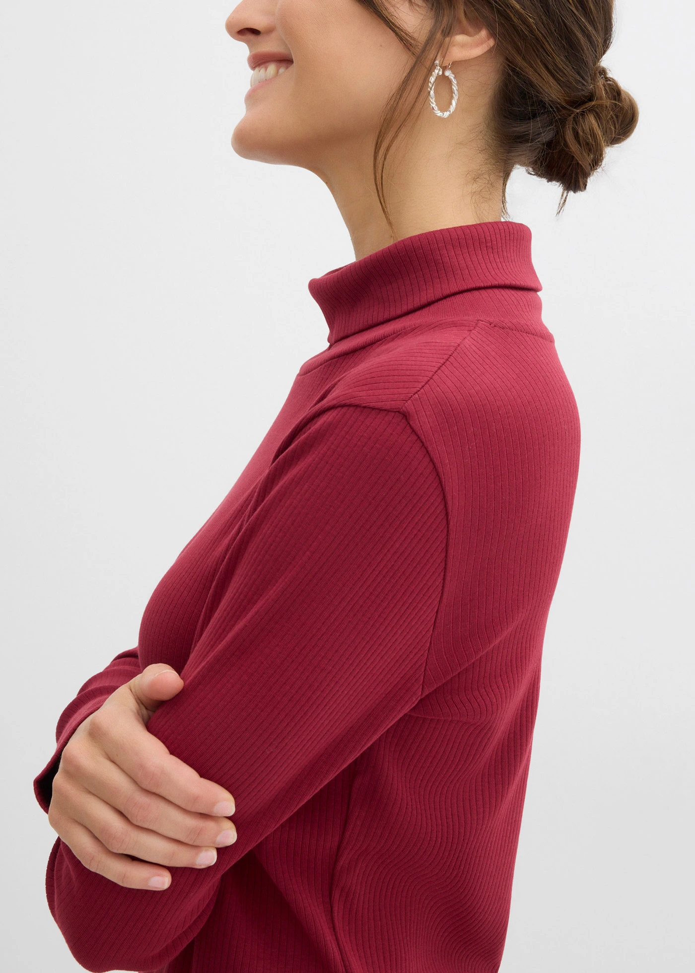 Triko s rolákem, z čisté bavlny • švestkově červená • bonprix obchod