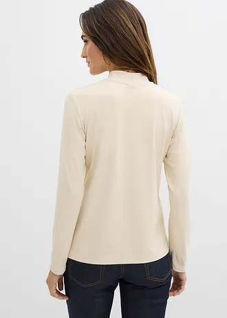 Longsleeve met opstaande kraag, Kleur: lichtsand