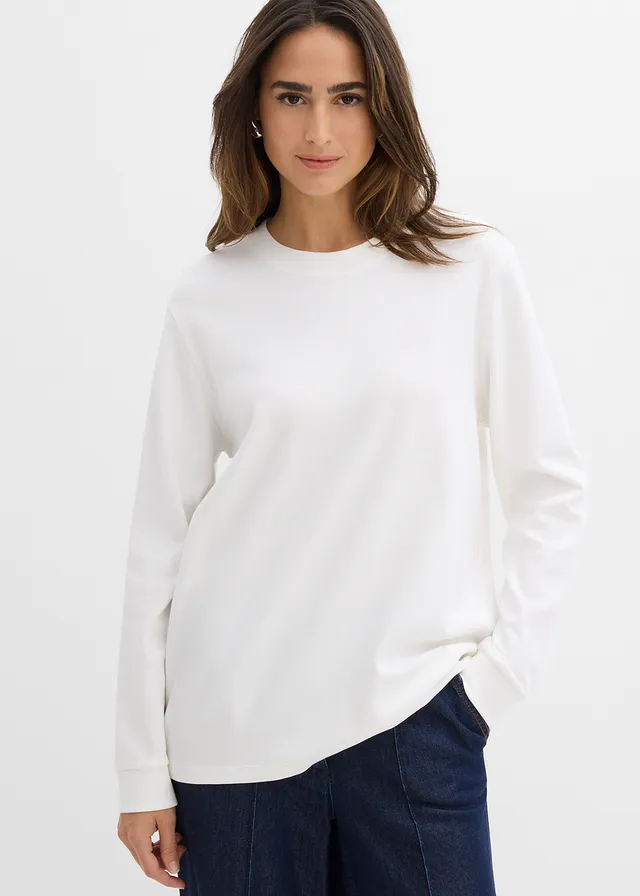 T-shirt manches longues 100% coton, Couleur: écru