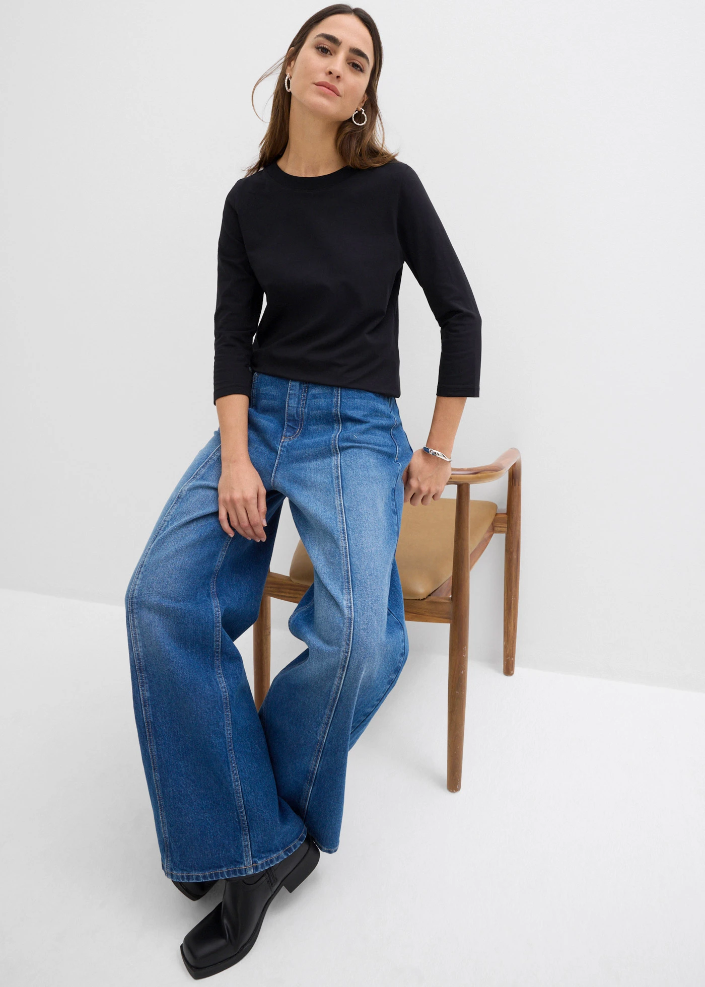 Tričko s 3/4 rukávem, s čistou organickou bavlnou • černá • bonprix obchod