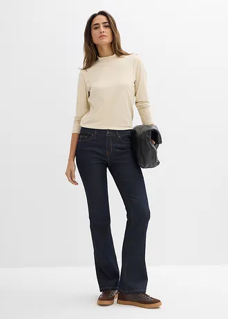 Longsleeve met opstaande kraag, Kleur: lichtsand