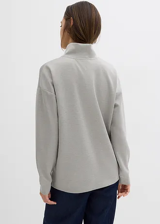 Mikina se stojáčkem, z materiálu scuba • světle šedý melír • bonprix obchod