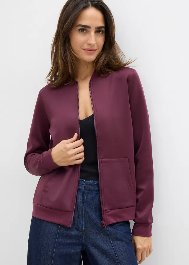Sweat zippé en néoprène, Couleur: bordeaux