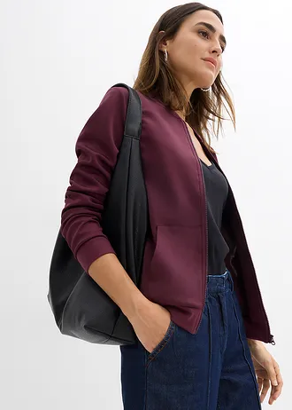 Mikina se zapínáním na zip, z materiálu scuba • vínová • bonprix obchod