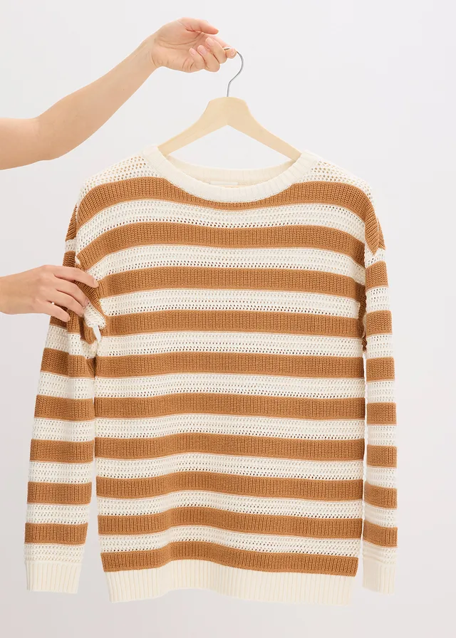 Pull oversize 100% coton • noisette/écru rayé • product-page.page-title-suffix