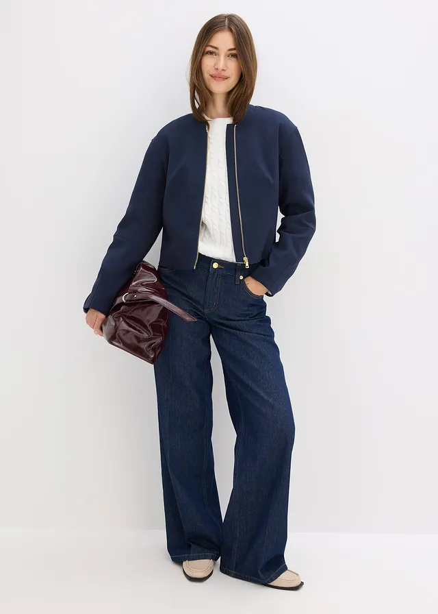 Bomber in een zachte viscosemix • donkerblauw • product-page.page-title-suffix