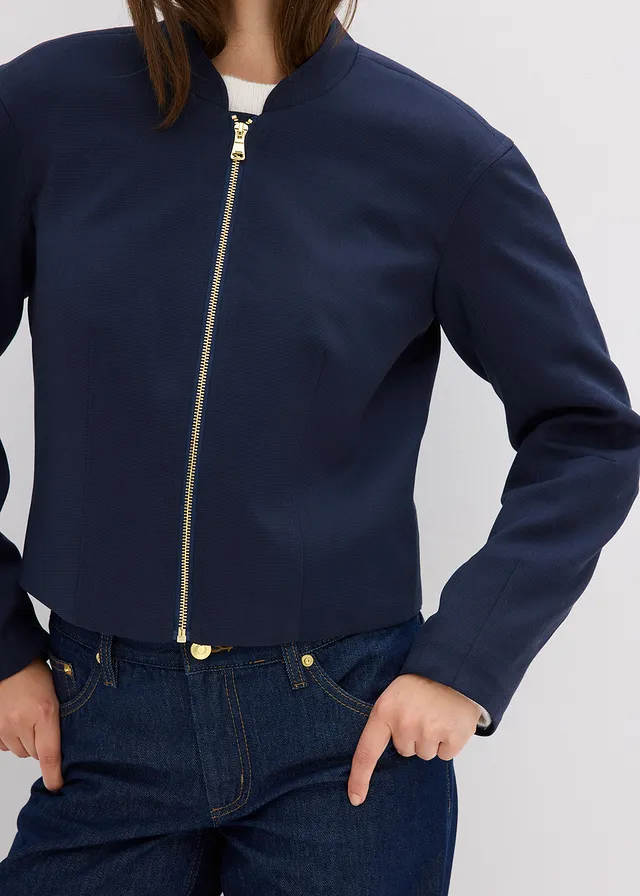Bomber in een zachte viscosemix • donkerblauw • product-page.page-title-suffix
