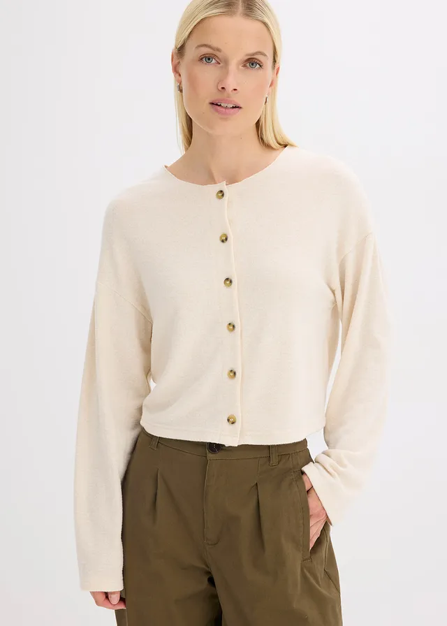 Fijn gebreid vest, Kleur: kiezelbeige gemêleerd